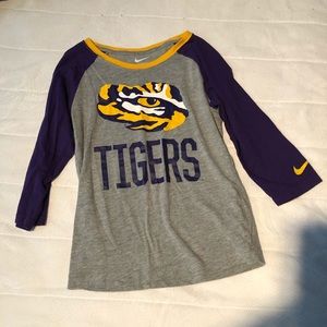 Nike Girls Medium 3/4 Sleeve Tshirt LSU Tigers